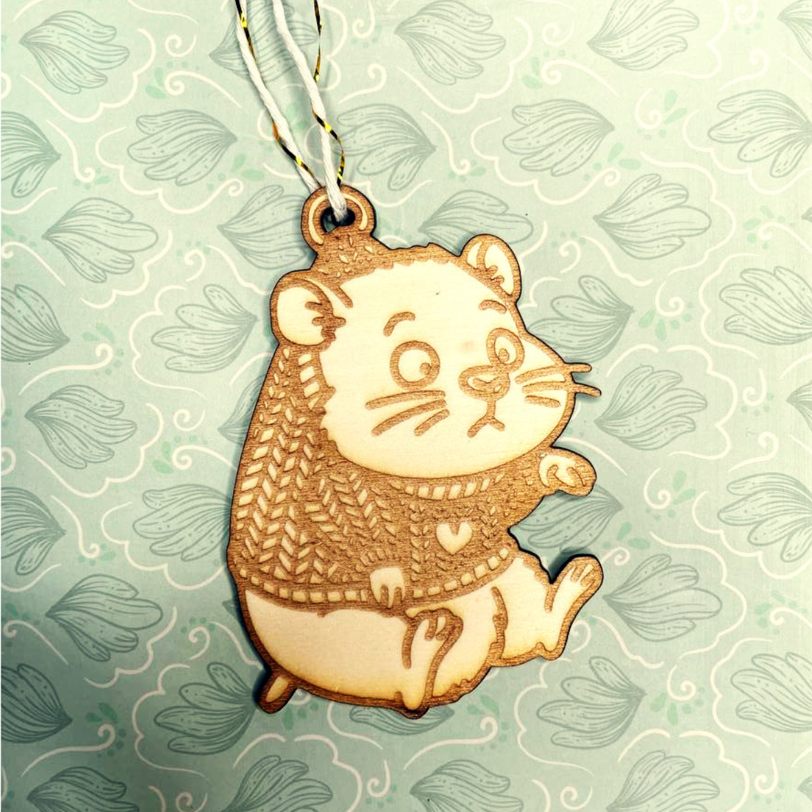 Hamster Weihnachtsbaumanhänger (Holz)