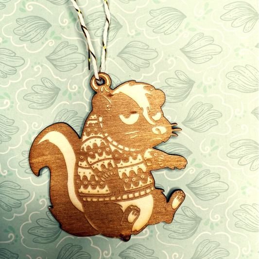 Stinktier Weihnachtsbaumanhänger (Holz)