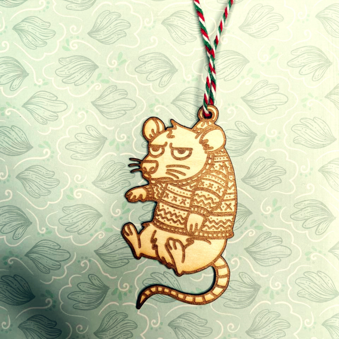 Ratte Weihnachtsbaumanhänger (Holz)