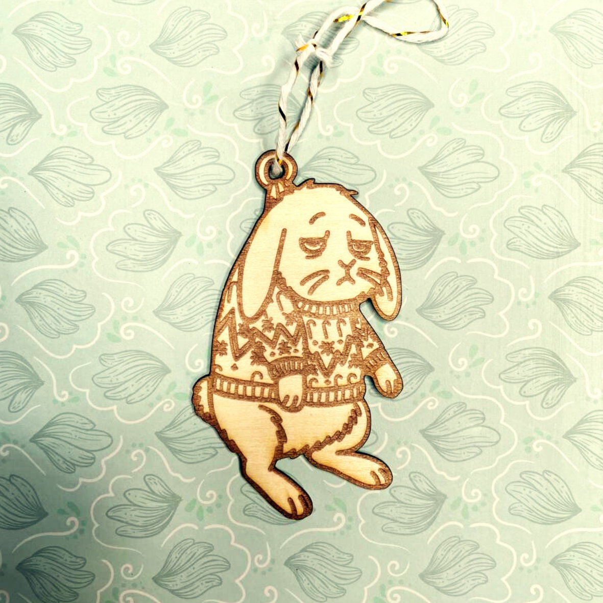 Kaninchen Weihnachtsbaumanhänger (Holz)