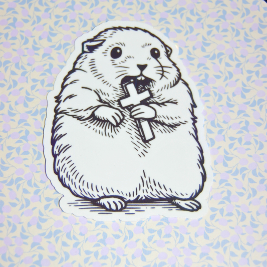 Sticker Hamster mit Kreuz