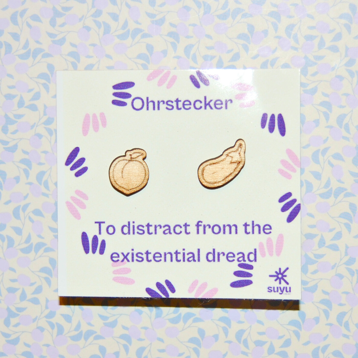 Ohrstecker Pfirsich & Aubergine